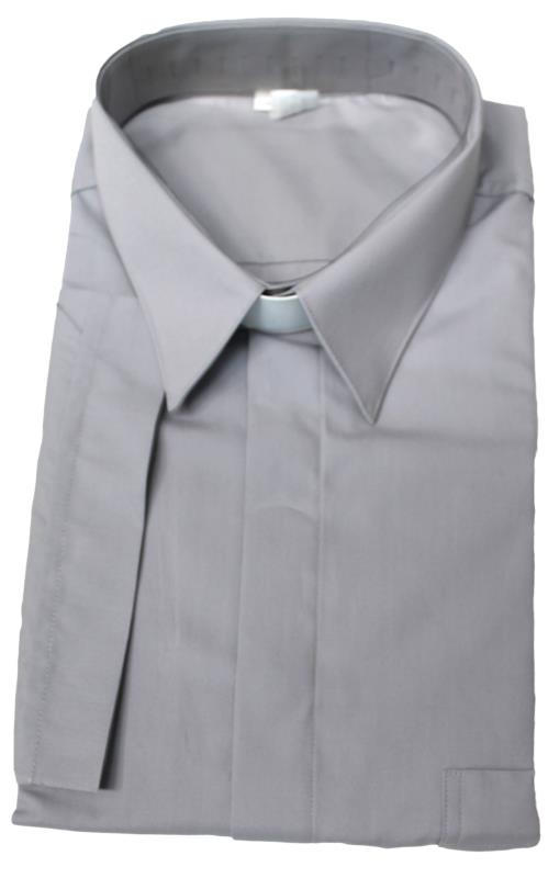 camicia borghese cotone manica corta grigio chiaro