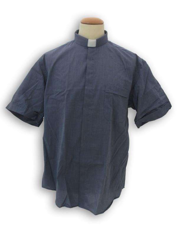 camicia clergy fila fil manica corta blu