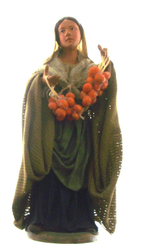 personaggio per presepe cm 18 terracotta donna con frutta