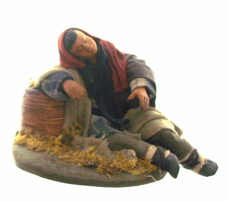 personaggio per presepe cm 18 terracotta dormiglione