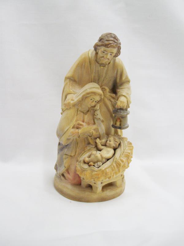 sacra famiglia legno scolpito cm 12