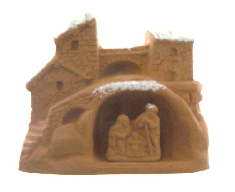 presepe miniatura terracotta neve cm 7x7