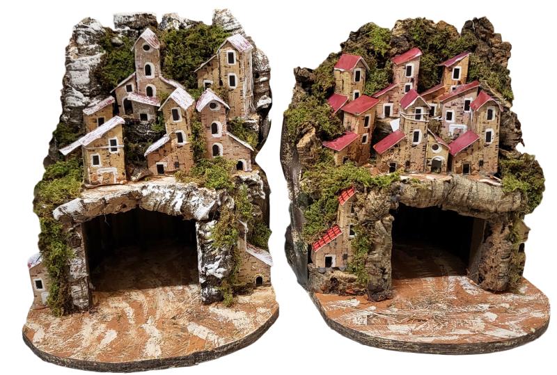 scena presepe napoletano con luce altezza 23 cm