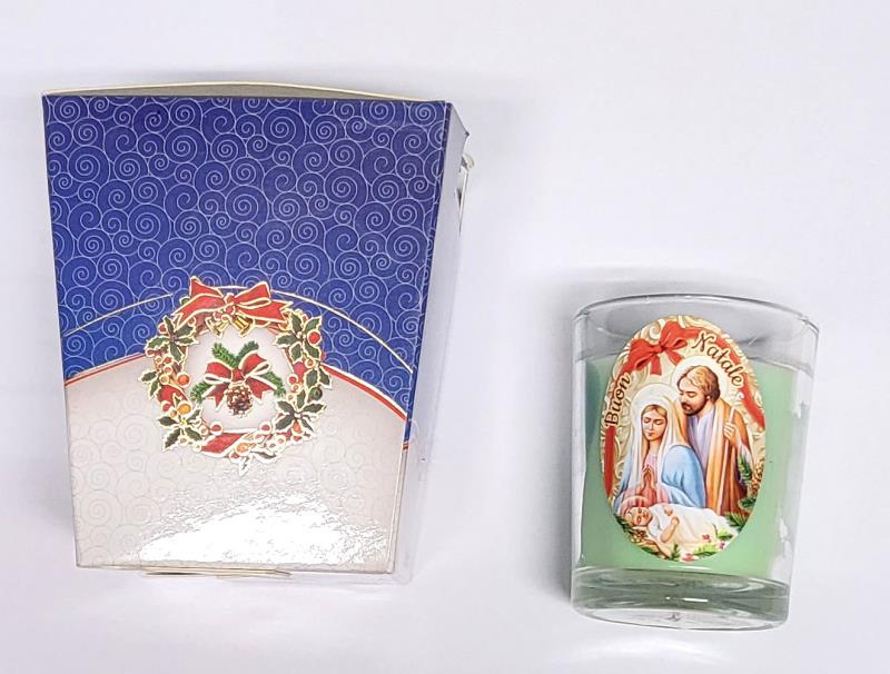 candela profumata in scatolina immagine natale
