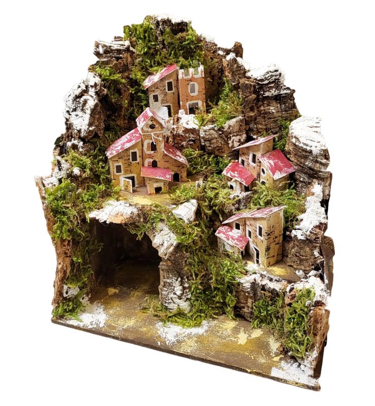 scena presepe napoletano con luce altezza 25 cm