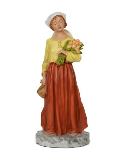 donna con cesta fiori resina infrangibile cm 65