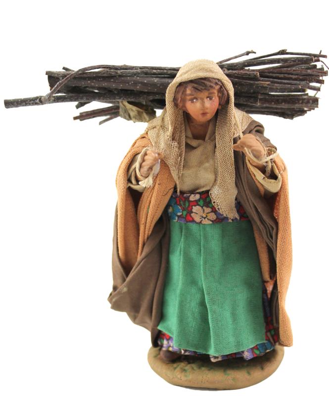 donna con legna cm 12 terracotta