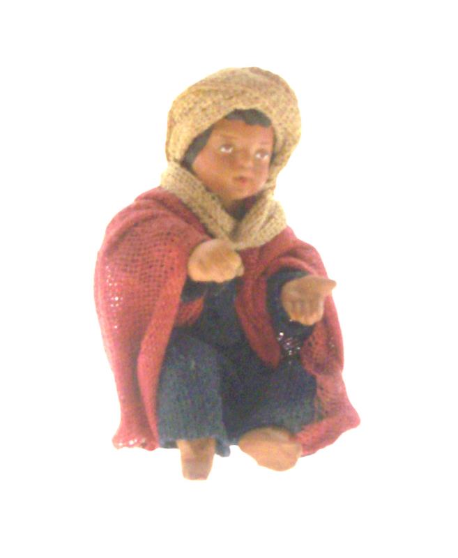 personaggio presepe cm 14 terracotta bambino seduto