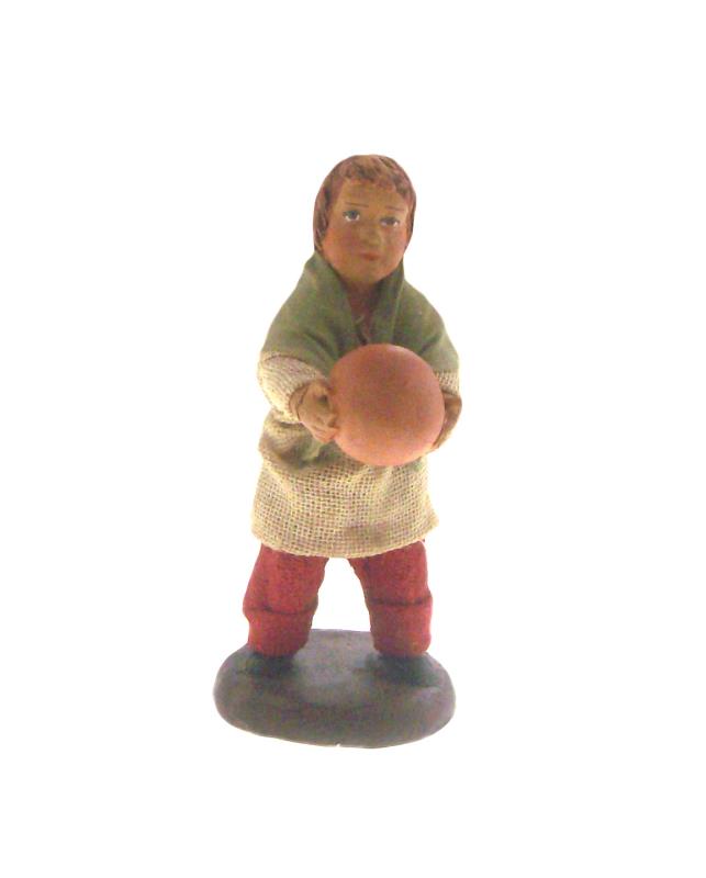 personaggio presepe in terracotta cm 12 bambino con palla