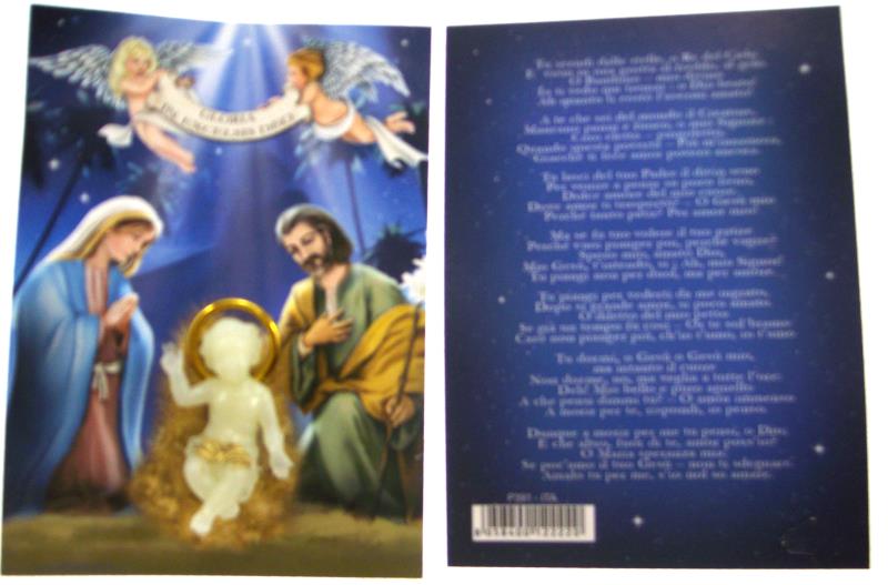 cartoncino con gesu bambino fosforo