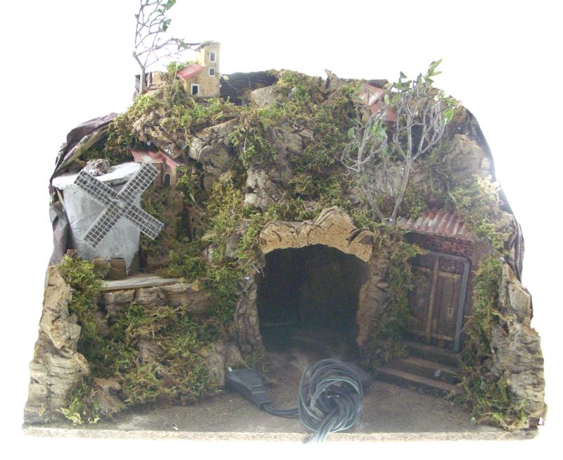 presepe napoletano con mulino a vento