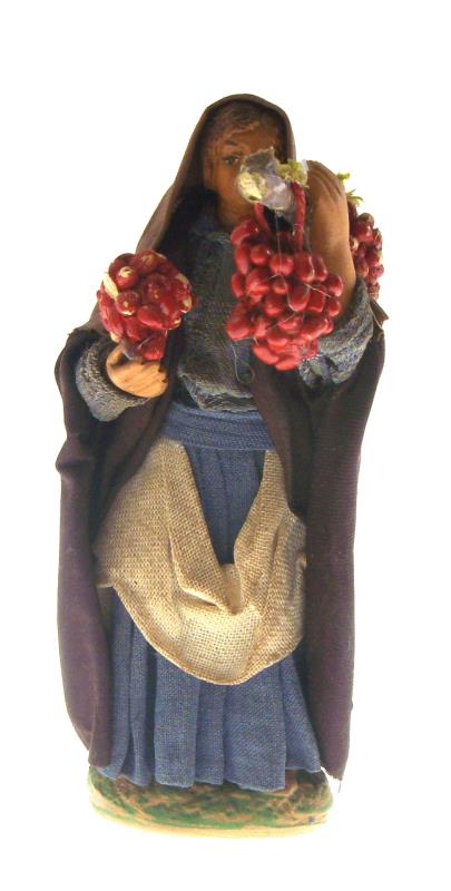 donna con pomodori cm 12 terracotta