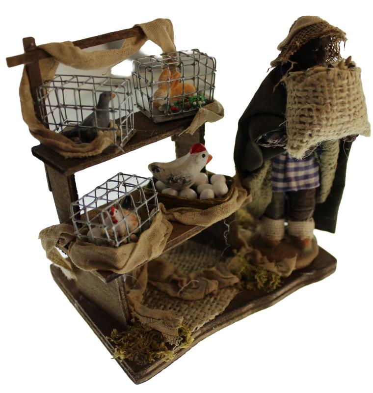 venditore con gabbia animali cm 10 terracotta