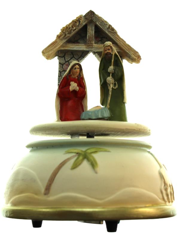 presepe in resina con carillon altezza cm 14