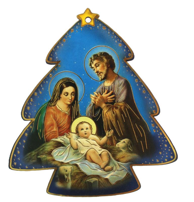 Albero Di Natale Con Foto Di Famiglia.Albero Di Natale Con Sacra Famiglia Cm 9x8 Articoli Regalo Per Natale