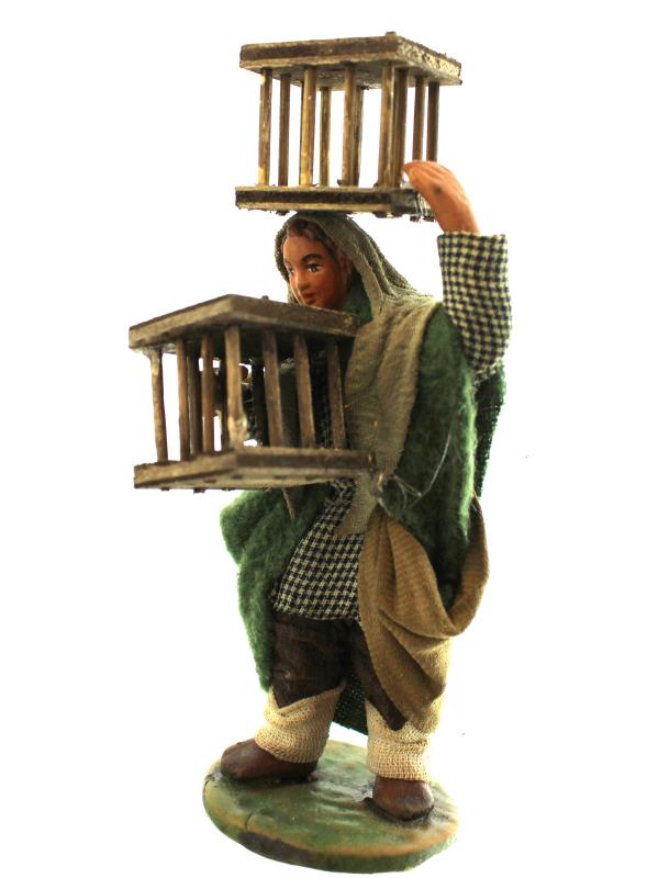 uomo con gabbie legno in testa cm 12  terracotta