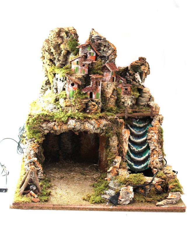 paesaggio presepe con cascata altezza cm 60