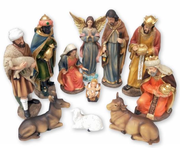 presepe completo 11 pezzi resina h cm 30