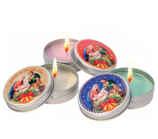candela profumata in scatolina immagine natale