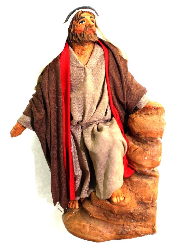 pastore appoggiato al muretto cm 10  terracotta