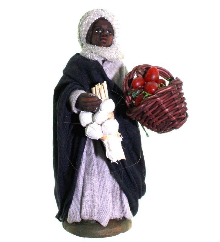 donna africana cesto pomodori cm 10  terracotta
