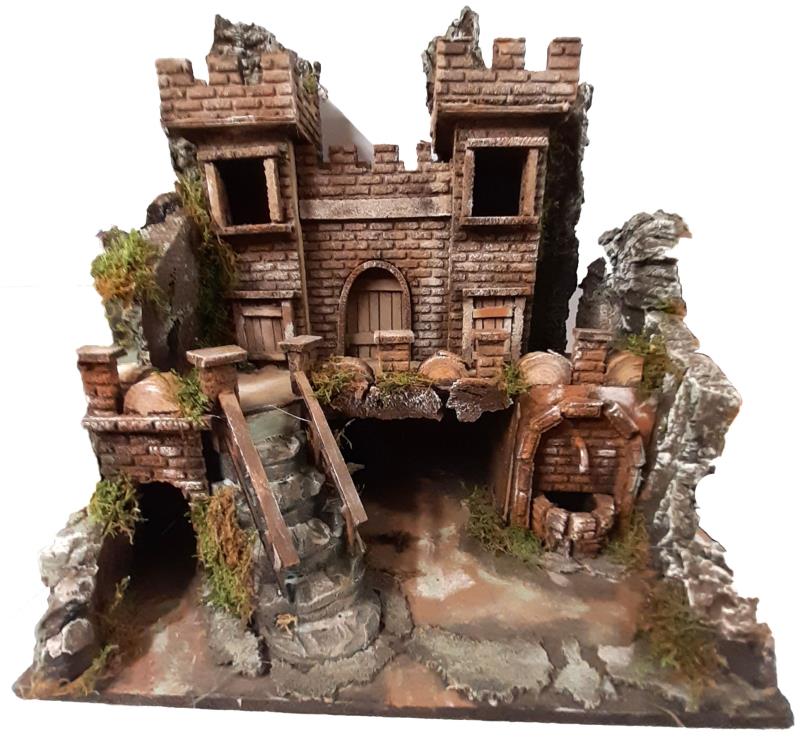 castello per presepe con fontana altezza cm 45