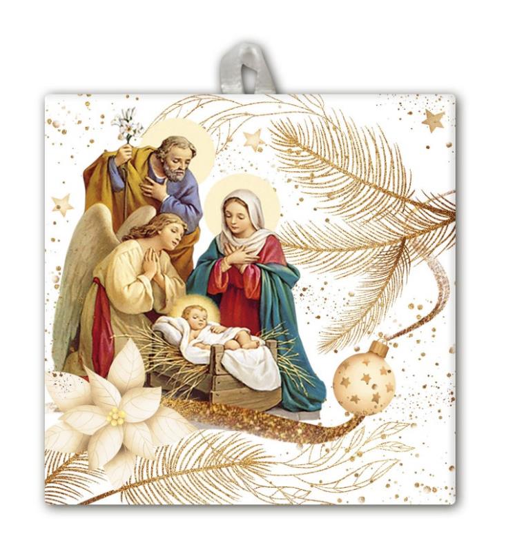 formella natale con immagine nativita cm 10x10