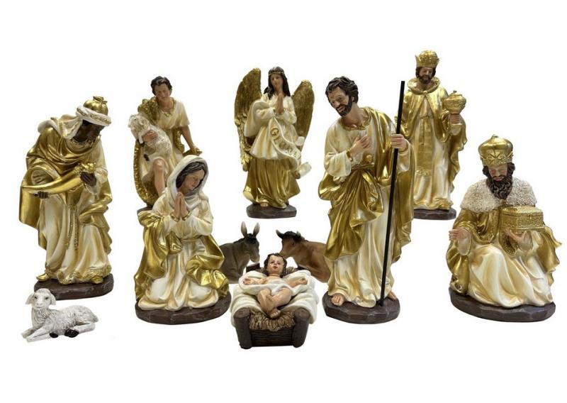 presepe completo altezza cm 30 pezzi 11 oro