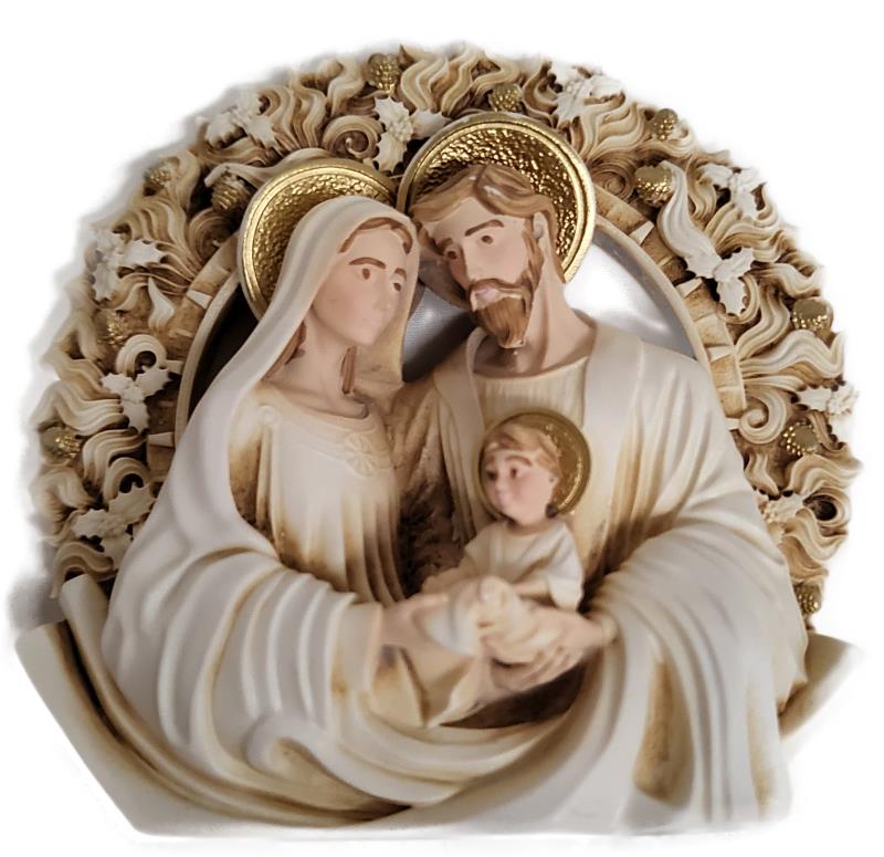sacra famiglia con ghirlanda cm 8