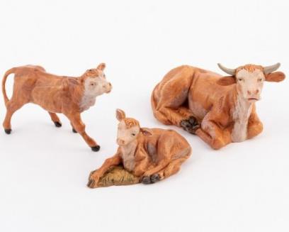 mucca e vitellini per presepe cm 12 fontanini