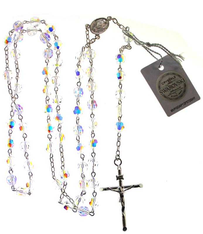 rosario in argento e swarovski mm 6