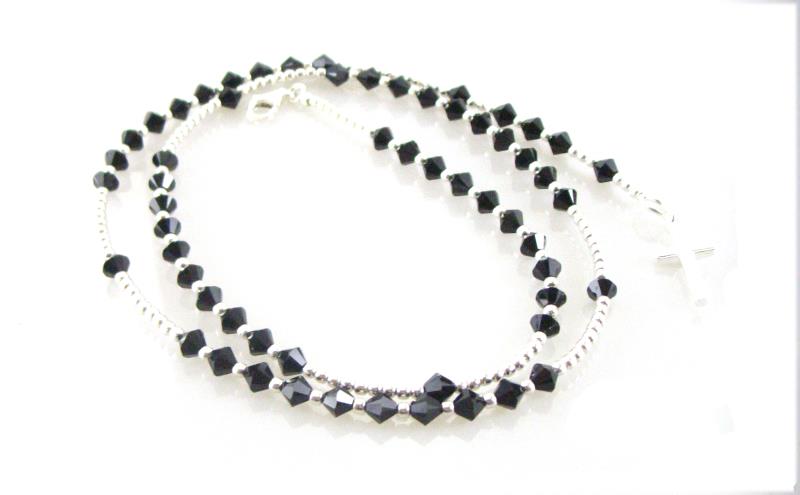 braccialetto rosario argento cristallo nero