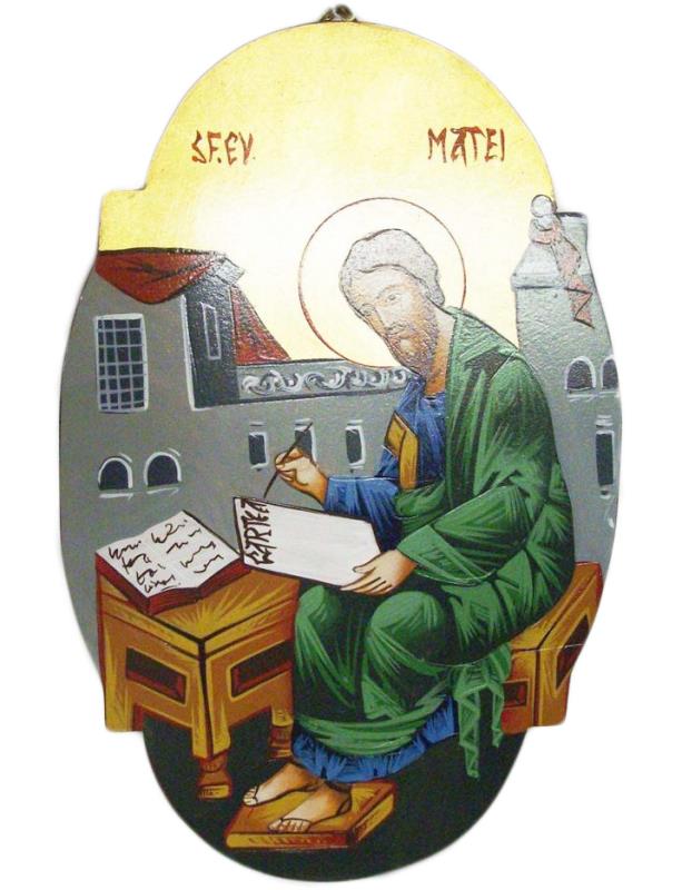 icona di san matteo dipinta mano 31x20