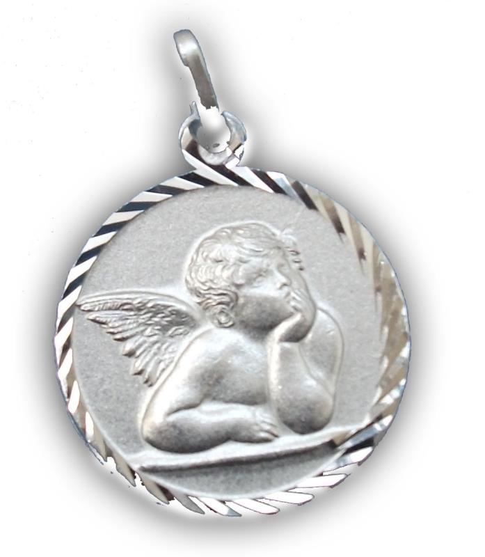 medaglia angelo in argento Ø 2 cm