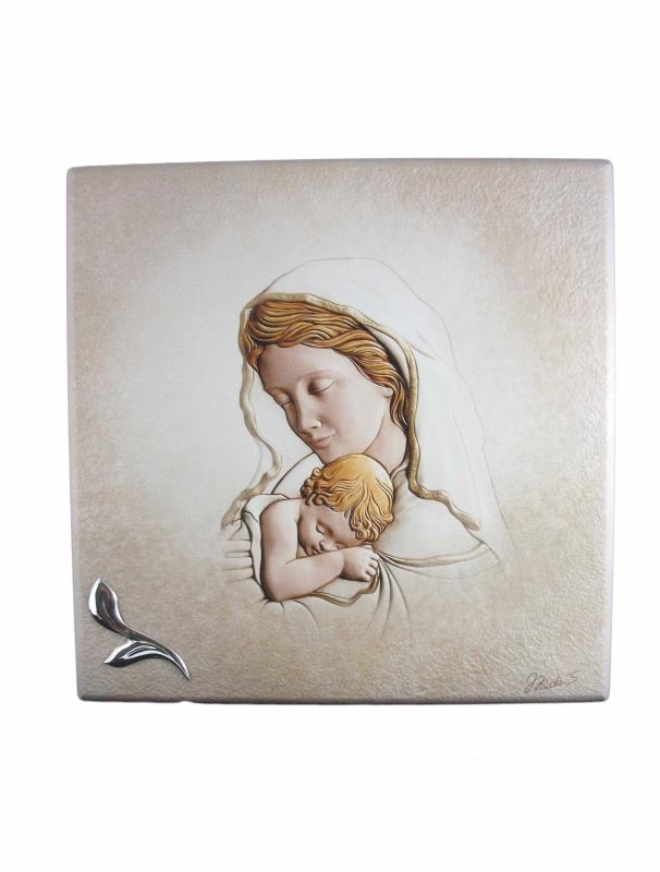 quadro madonna con bambino cm 25x25