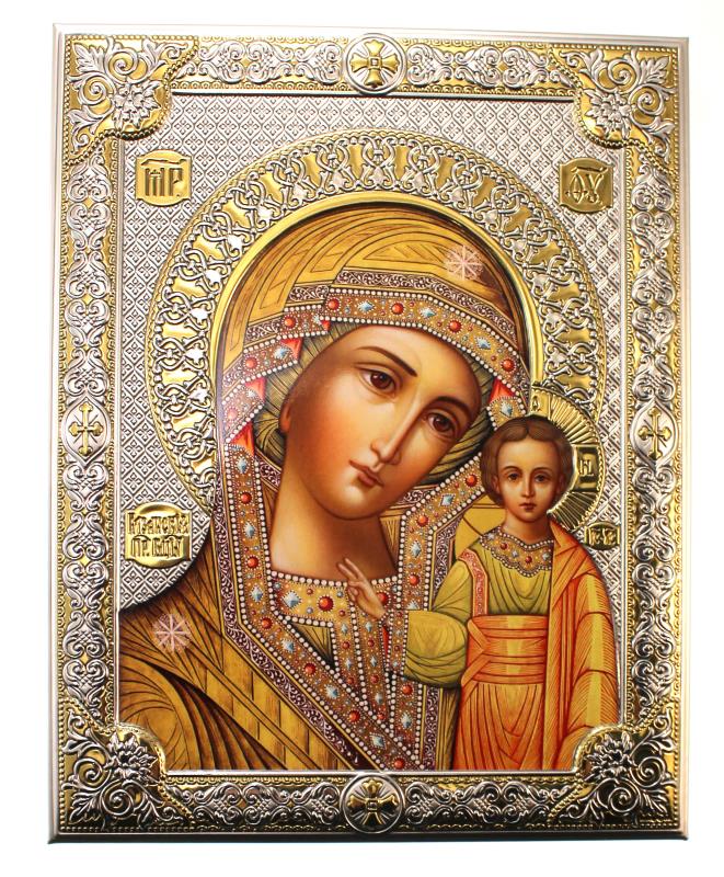 quadro argento icona madonna di kazan cm 16x20
