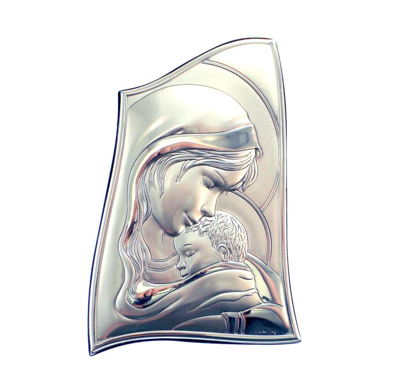 quadretto madonna con bambino argento cm 10x6