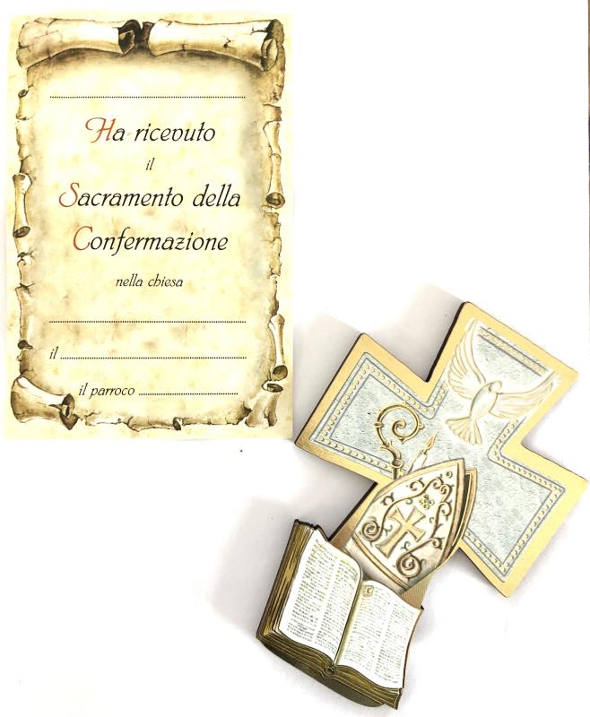 quadro a forma di croce con immagine cm 9x13 cresima