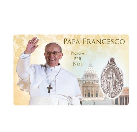 santino plastificato con medaglia papa francesco