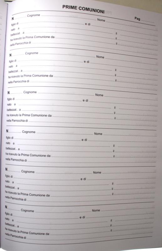 registro per sacramenti comunione