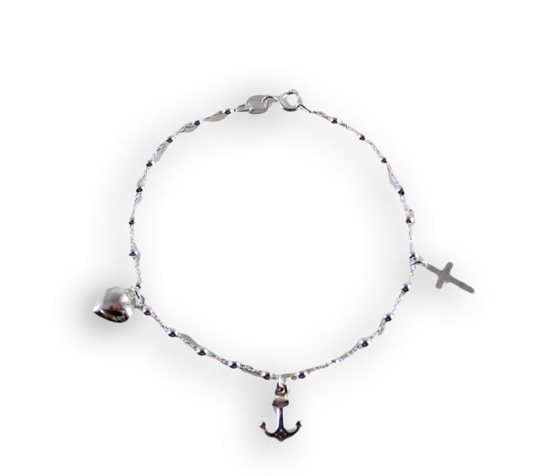 bracciale argento fede speranza carita