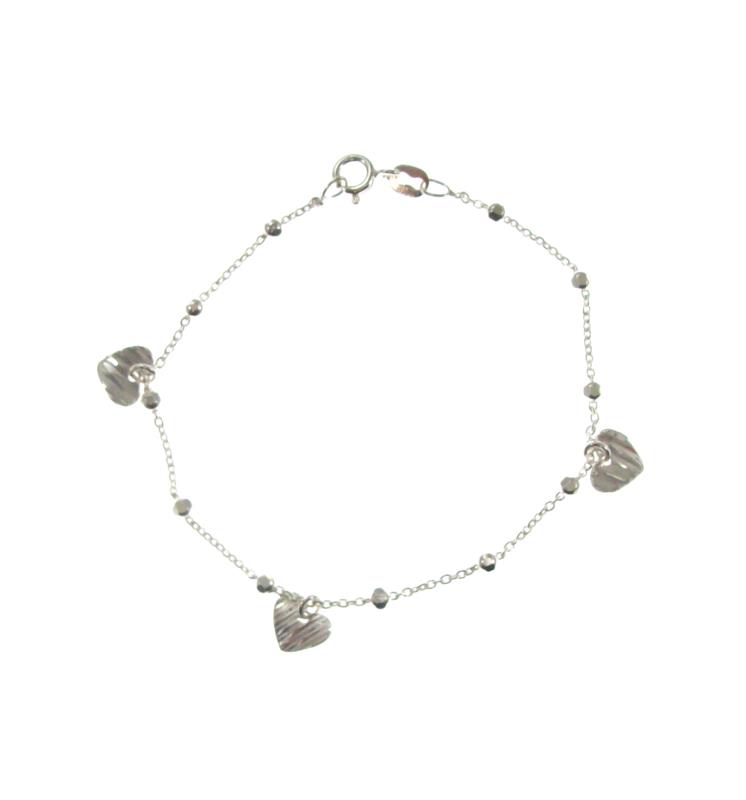 bracciale argento con cuoricini