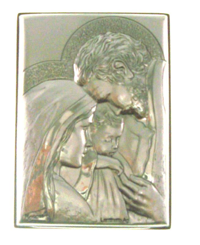 quadro sacra famiglia legno e argento cm 16x12