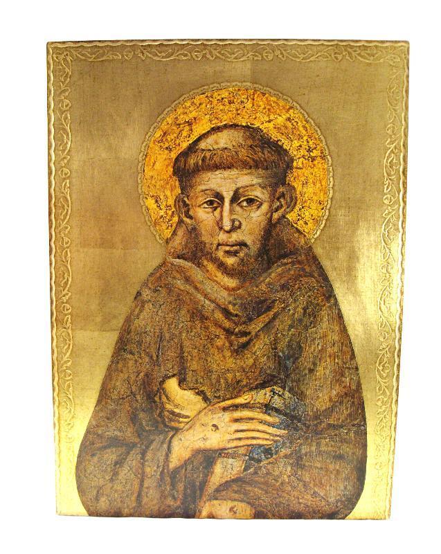 quadro fiorentino foglia oro cm 18x24 san francesco di assisi