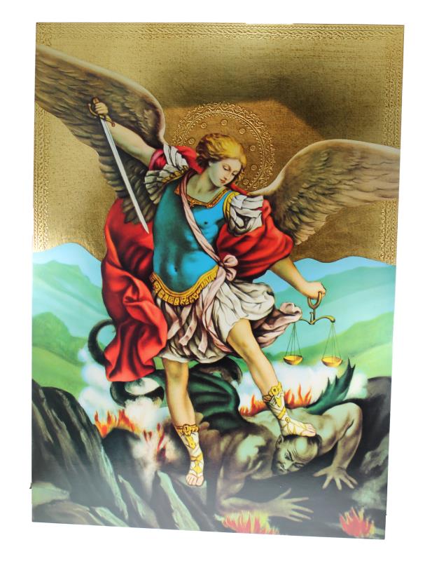 quadro fiorentino foglia oro cm 18x24 san michele arcangelo