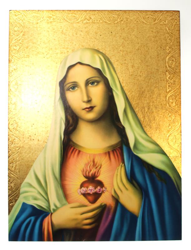 quadro fiorentino foglia oro cm 18x24 sacro cuore di maria