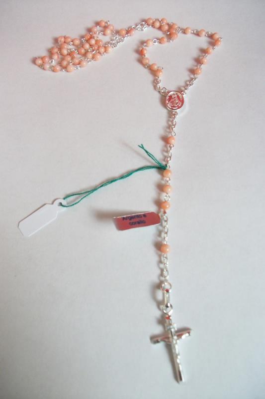 rosario in argento e corallo