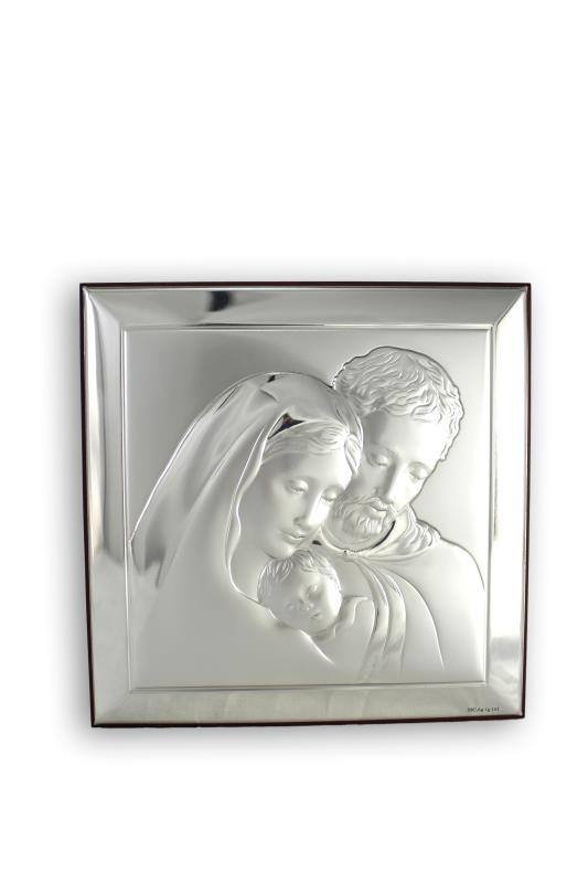 quadro sacra famiglia 16x16 legno e argento