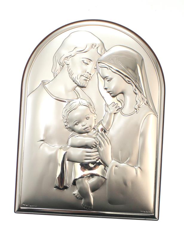 quadro sacra famiglia argento 18x13 cm stondato