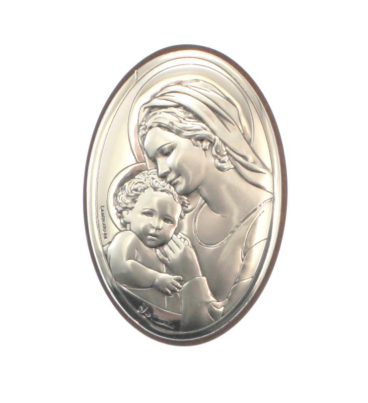 quadro in argento 7x5 cm madonna con bambino